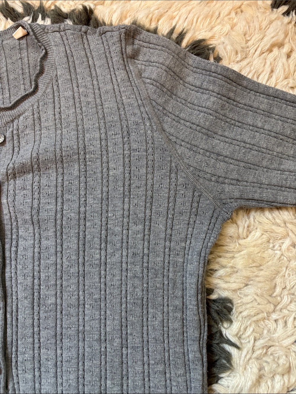Doen Light Gray Ribbed Button-Front Top - Picture 16 of 17